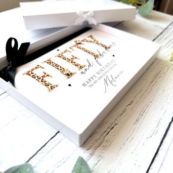 Fifty And Fabulous Handmade Leopard Print Birthday Card, 4 of 7