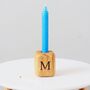 Solid Oak Personalised Initial Candle Holder, thumbnail 1 of 8