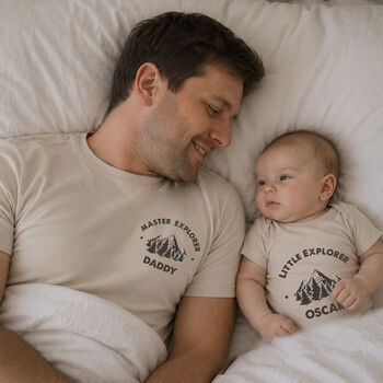 Personalised Father's Day T Shirts Daddy And Me Matching Set Explorer, 4 of 4