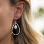 Large Teardrop Brushed Silver And Pearl Earrings, thumbnail 1 of 2