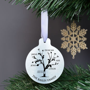 Personalised Metal Family Tree Christmas Bauble, 3 of 4