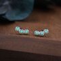 Sterling Silver Tiny Green Opal Trio Stud Earrings, thumbnail 1 of 11