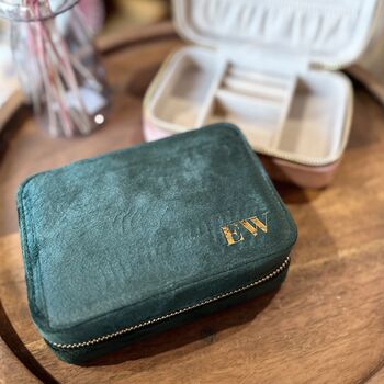 Personalised Velvet Initial Travel Jewellery Box, 2 of 6