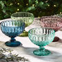 Aurielle Set Of Four Coloured Glass Footed Bowls, thumbnail 1 of 2