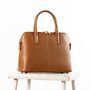 Caramel Leather Classic Ladies Structured Handbag, thumbnail 2 of 12