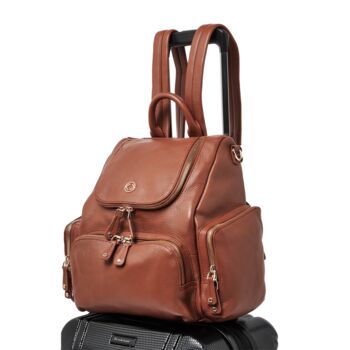 Amber Midi Tan Leather Backpack, 9 of 10