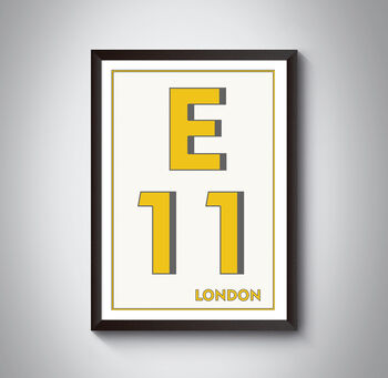 E11 Waltham Forest Typography Postcode Print, 3 of 10