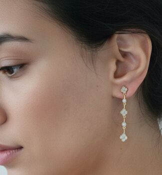 Kinmokusei Rose White Drop Earrings, 3 of 4