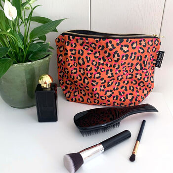 Makeup And Cosmetic Bag Gift Set Coral Leopard Print, 8 of 10