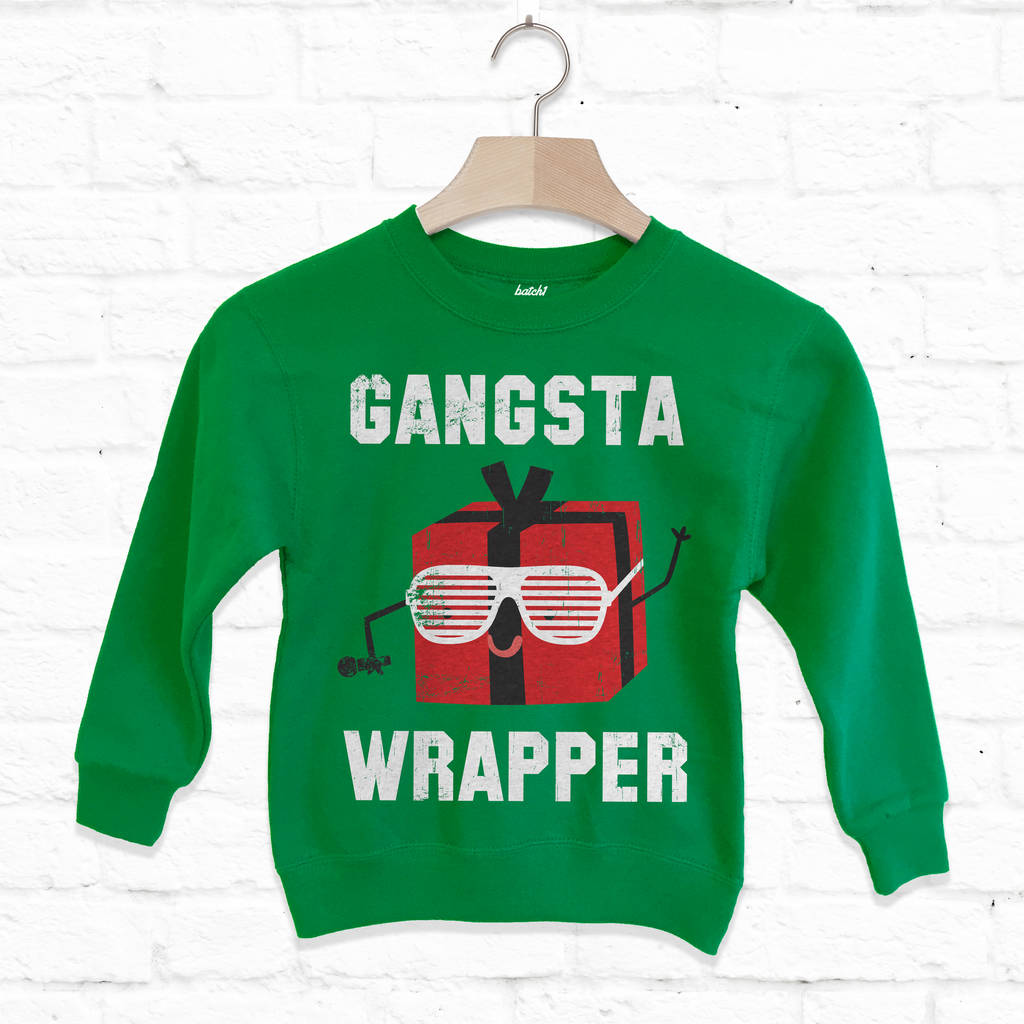 Gangsta Wrapper Children's Christmas Sweatshirt, 1 of 5