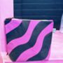 Large Cosmetic Bag Pink Waves On Dark Grey, thumbnail 1 of 3