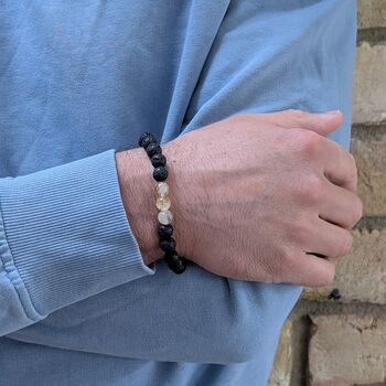 Men's Citrine And Lava Bead November Birthstone Bracelet, 5 of 11