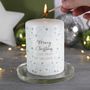 Personalised 'Merry Christmas' Snowflake Pattern Candle, thumbnail 1 of 7