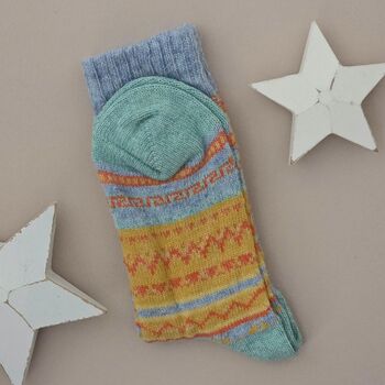 Wool Blend Nordic Socks In Dusky Blue, 2 of 2