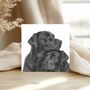 Hand Drawn Labrador Cuddles Dog Pet Greeting Card, thumbnail 1 of 6