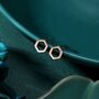 Sterling Silver Open Hexagon Stud Earrings, thumbnail 3 of 12