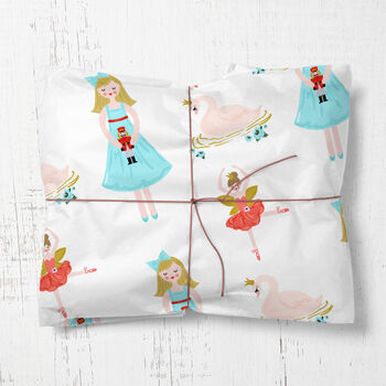 Childrens Girls Christmas Wrapping Paper Nutcracker, 2 of 3