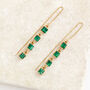 Emerald Green Crystal Threader Earrings, thumbnail 3 of 3