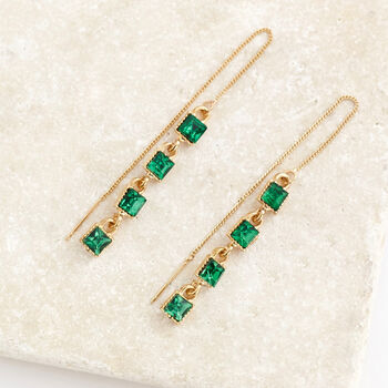 Emerald Green Crystal Threader Earrings, 3 of 3