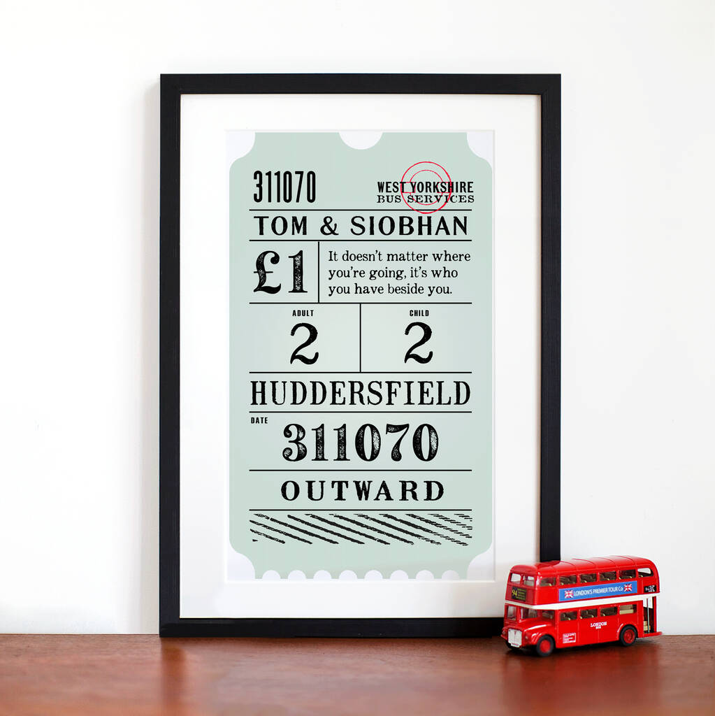 Personalised Train Ticket Print Personalised Wedding Gift 