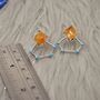 Raw Citrine,Turquoise Sterling Silver Earrings, thumbnail 3 of 8