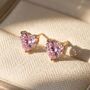 Pink Tourmaline Heart October Birthstone Stud Earrings, thumbnail 1 of 3