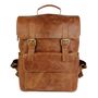 'Kingsley' Men's Leather Laptop Backpack In Tan, thumbnail 5 of 12