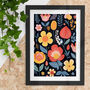 Vibrant Botanical Collage Modern Floral Art Print, thumbnail 1 of 4