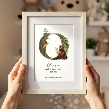Personalised Woodland Baby Birth Print With Quote, 2 of 8