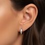 Women's Sterling Silver Chunky Hoop Earrings With Sparkling Stones In 18k White Gold, thumbnail 1 of 3