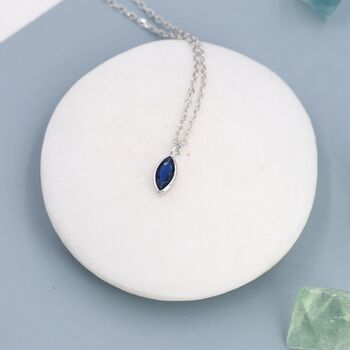 Extra Tiny Sapphire Blue Marquise Cz Necklace, 6 of 12