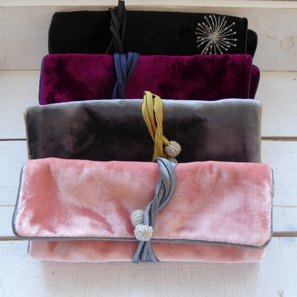 velvet jewellery roll by plum & ivory