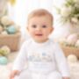 Personalised 'My First Easter' Train Baby Sleepsuit, thumbnail 3 of 3