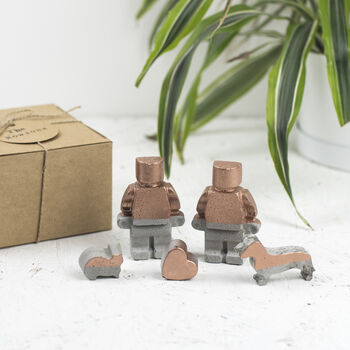 Two Robots And A Dog Copper Concrete Family Set, 3 of 4
