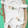 Personalised Multi Coloured Baby Name Outfit, thumbnail 1 of 4