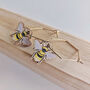 Bee Charm Gold Plated Hexagonal Hoop Earrings, thumbnail 2 of 7