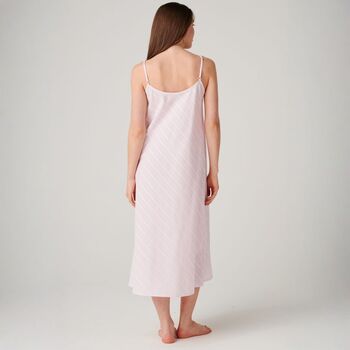 Women's 'Shell Pink' Satin Stripe Cotton Strappy Nightdress, 3 of 4