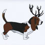 Illustrated Basset Hound Deer Blank Card, thumbnail 1 of 2
