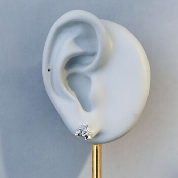 Sterling Silver Three Star Cluster Stud Earrings, 4 of 8