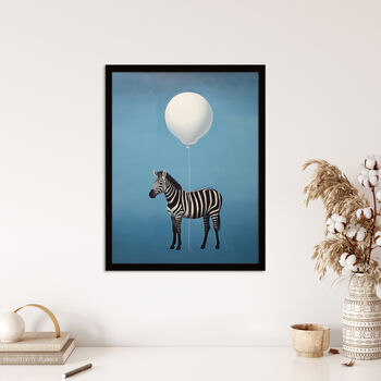 Zebra Party For One Animal Striped Fun Wall Art Print, 4 of 6