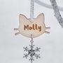 Personalised Cat Wooden Snowflake Decoration, thumbnail 2 of 3