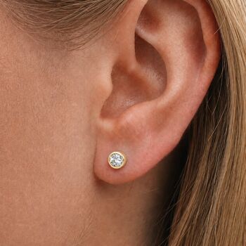 Gold Plated Sterling Silver April Cubic Zirconia Birthstone Stud Earrings, 2 of 5
