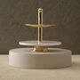 Handmade Two Tier White Marble Serving Stand With Gold Finish, thumbnail 1 of 2