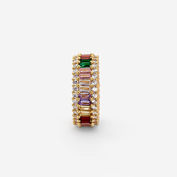 Stacking Rainbow Ring With Colourful Baguette Stones, 4 of 4