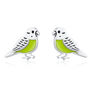 Sterling Silver Green Enamel Budgie Stud Earrings, thumbnail 6 of 12