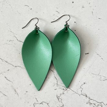 Leather Earrings Pinched Teardrops Petal Leaf, 8 of 12