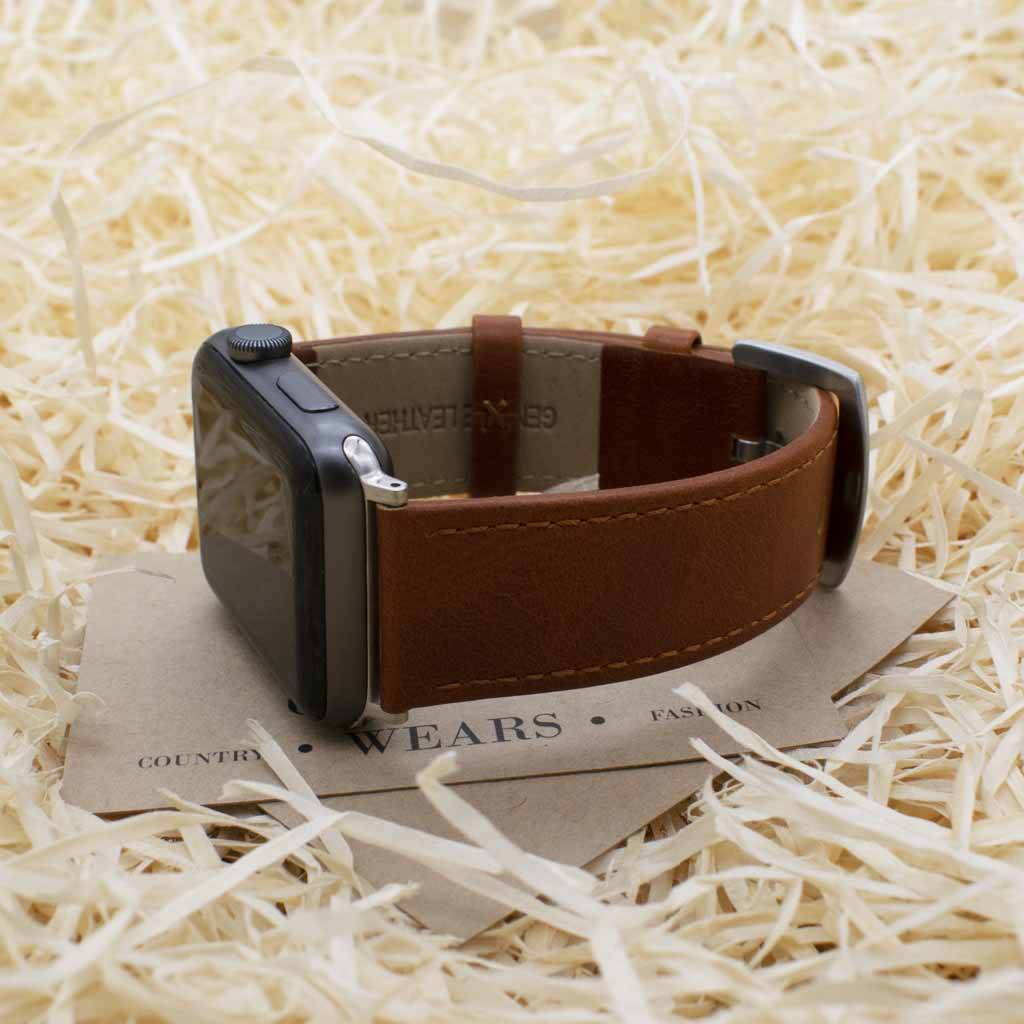 Personalised Brown Leather Strap For Apple Watch, 1 of 7