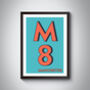 M8 Manchester Typography Postcode Print, thumbnail 1 of 8