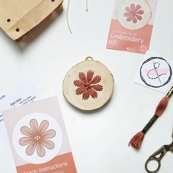 Flower Sustainable Wood Embroidery Kit, 5 of 5