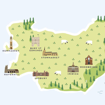 Map Of Suffolk Print By Pepper Pot Studios | notonthehighstreet.com